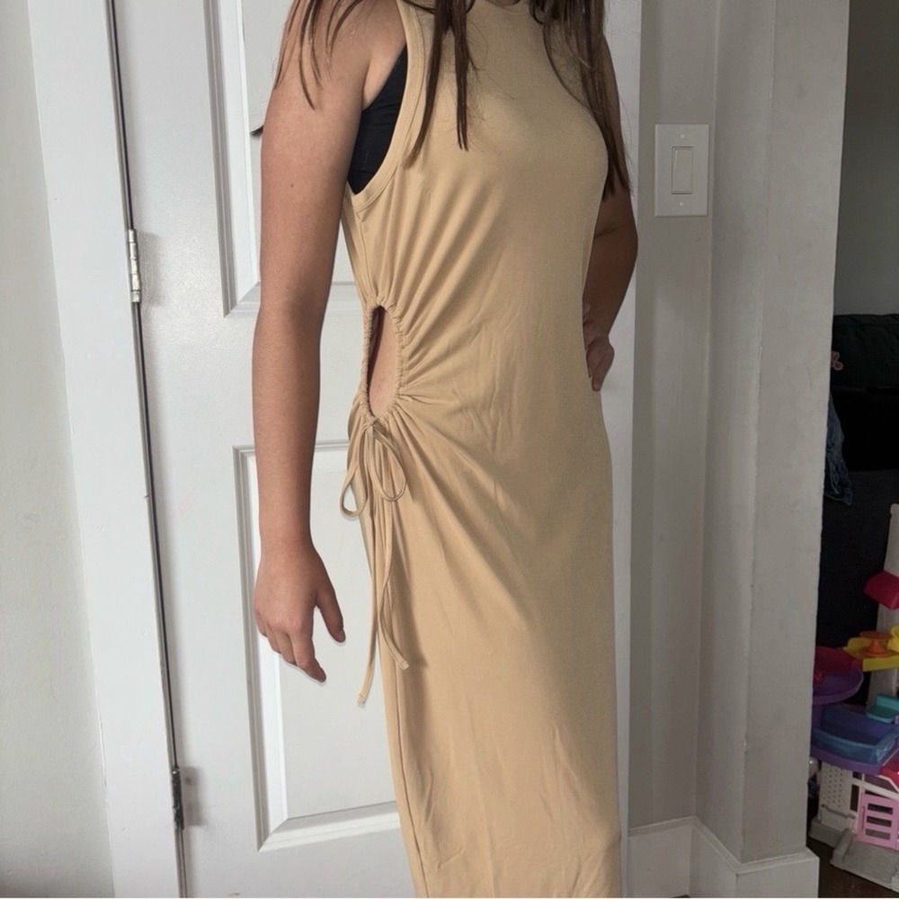 Forever 21 + Women's Long Dress Safari Tan Halter Sheath Size 0X